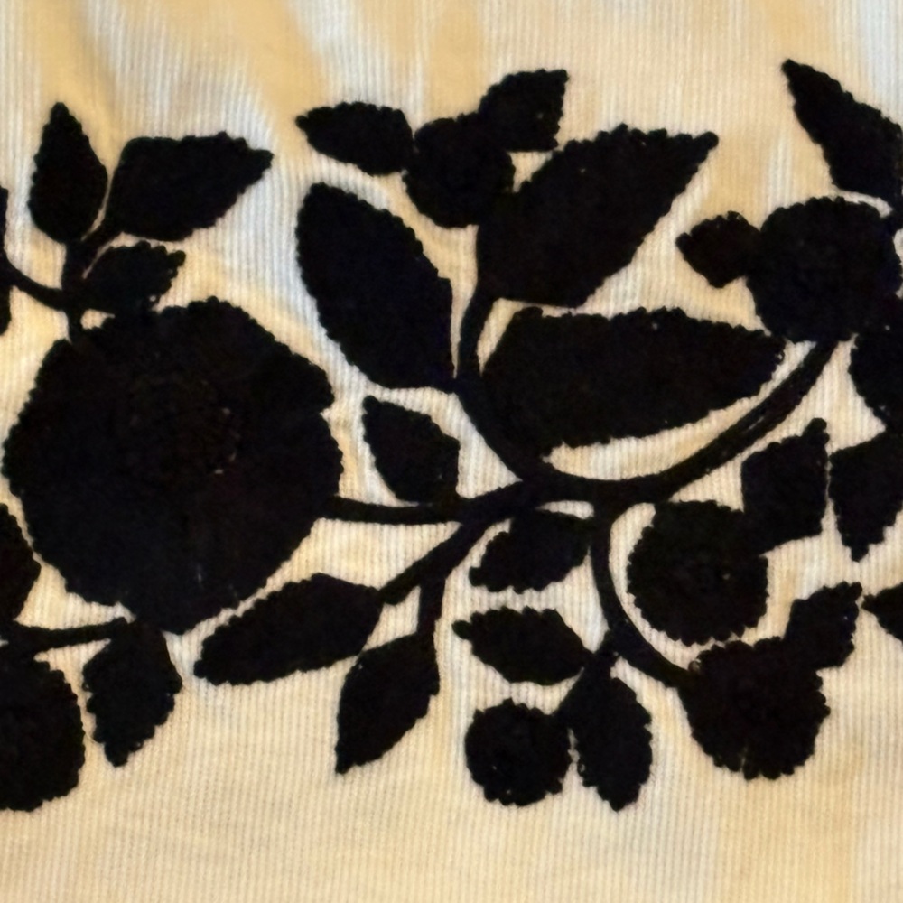NWT Thierry Colson Wynona Cream Corduroy Embroidered Floral Skirt Small S Black - Picture 6 of 12
